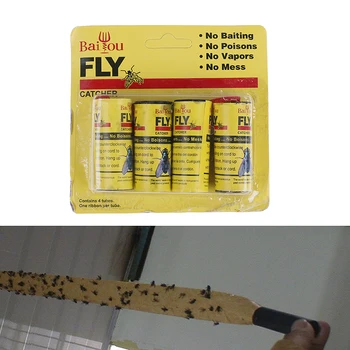 

4 Rolls Sticky Fly Paper Eliminate Flies Insect Glue Paper Bug Catcher Trap Fly Bug Mosquito Killer Buzz Fly Trap Device