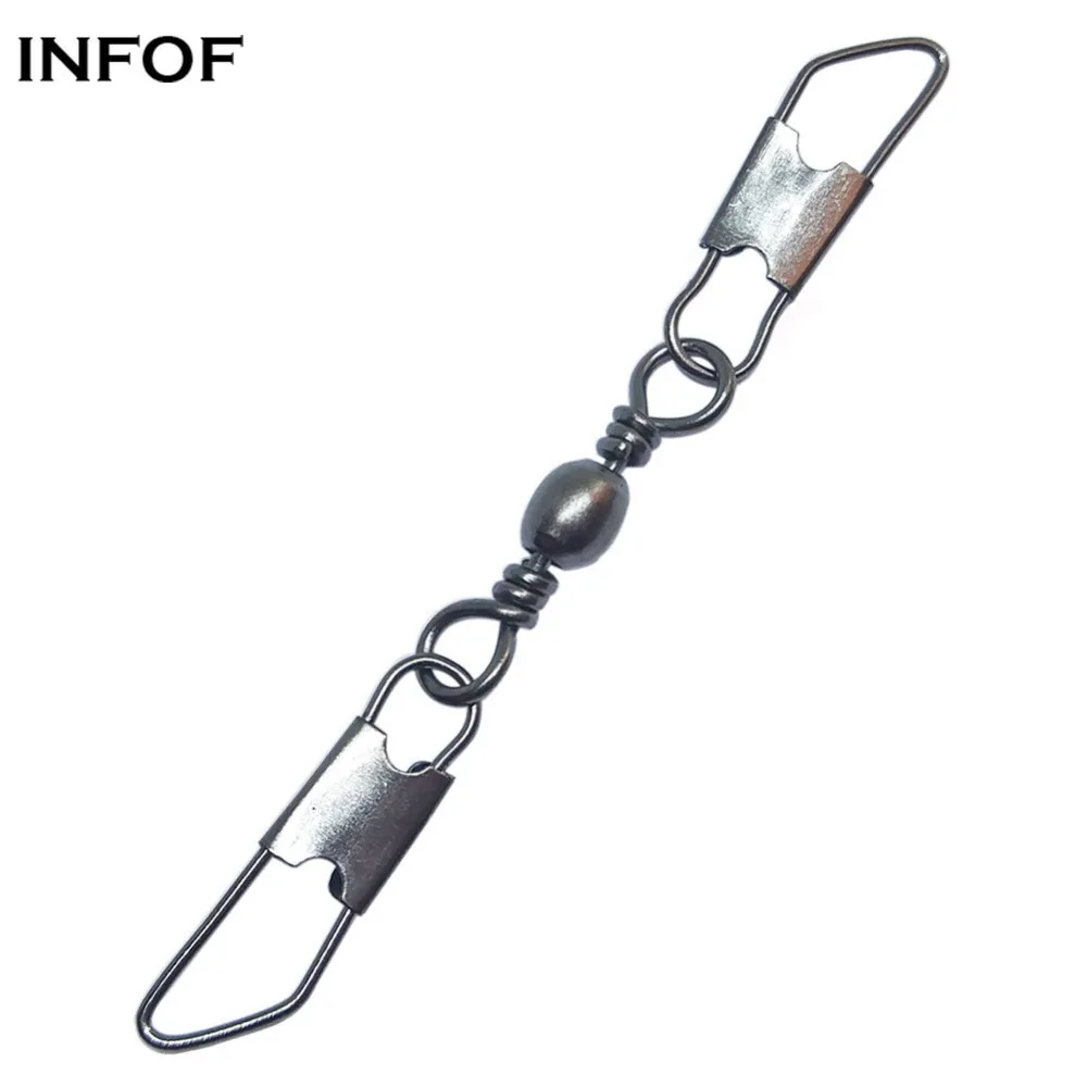 Buy INFOF 100pcs/lot Fishing Swivels Snap Barrel Swivel With safty Snap bass