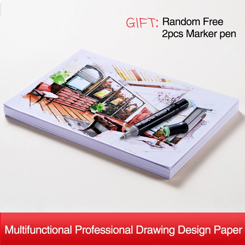 

Premium 100Sheets A4 Marker Paper Engineering Drawing Paper Notebook For Design Sketch Colored Pencil Watercolors Art Supplies
