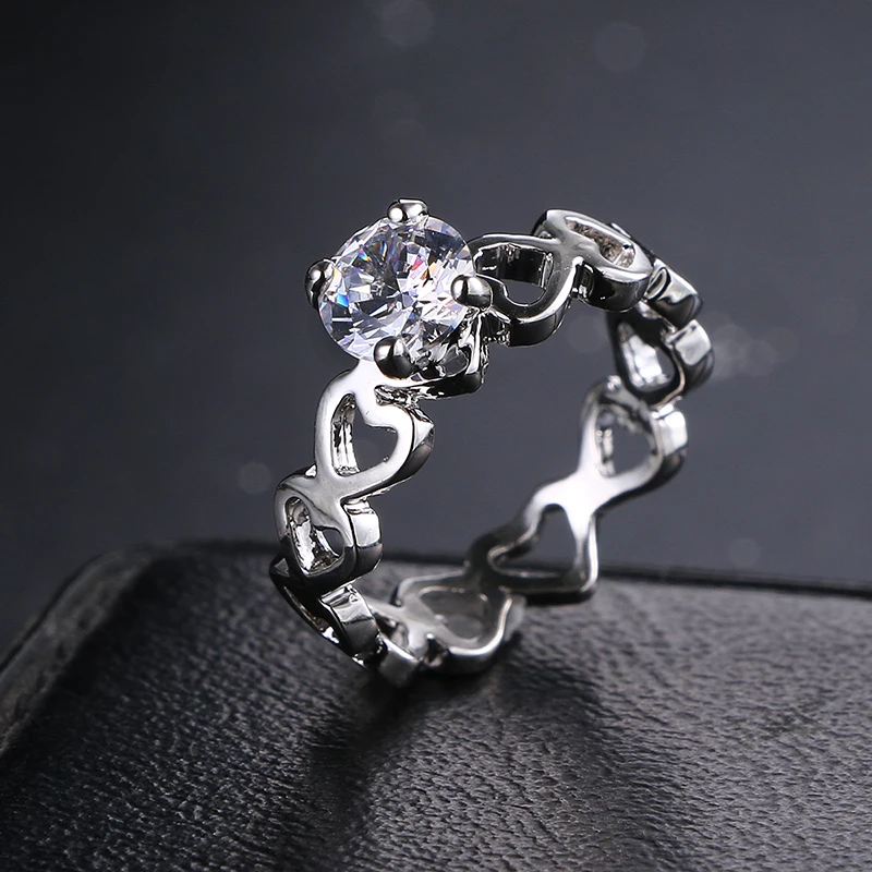 

Emmaya Free Ship Romantic High Quality Round Zircons Women Finger Lady Heart Ring White Gold Color Ring Wedding Gift