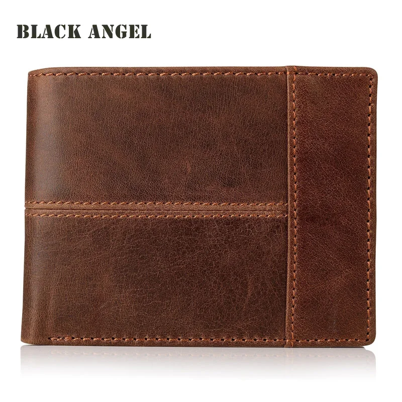 Hot 2016 Vintage Casual Men wallets Crazy Horse Genuine Leather Cowhide Men Short Bifold multi-function card holder wallet purse