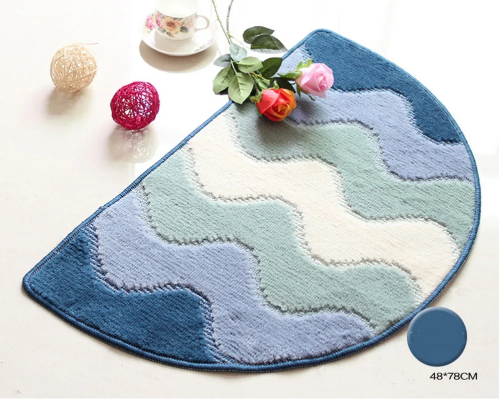 Free Shipping Half Round Shaped Non Slip Water Absorption Blue Striped ...