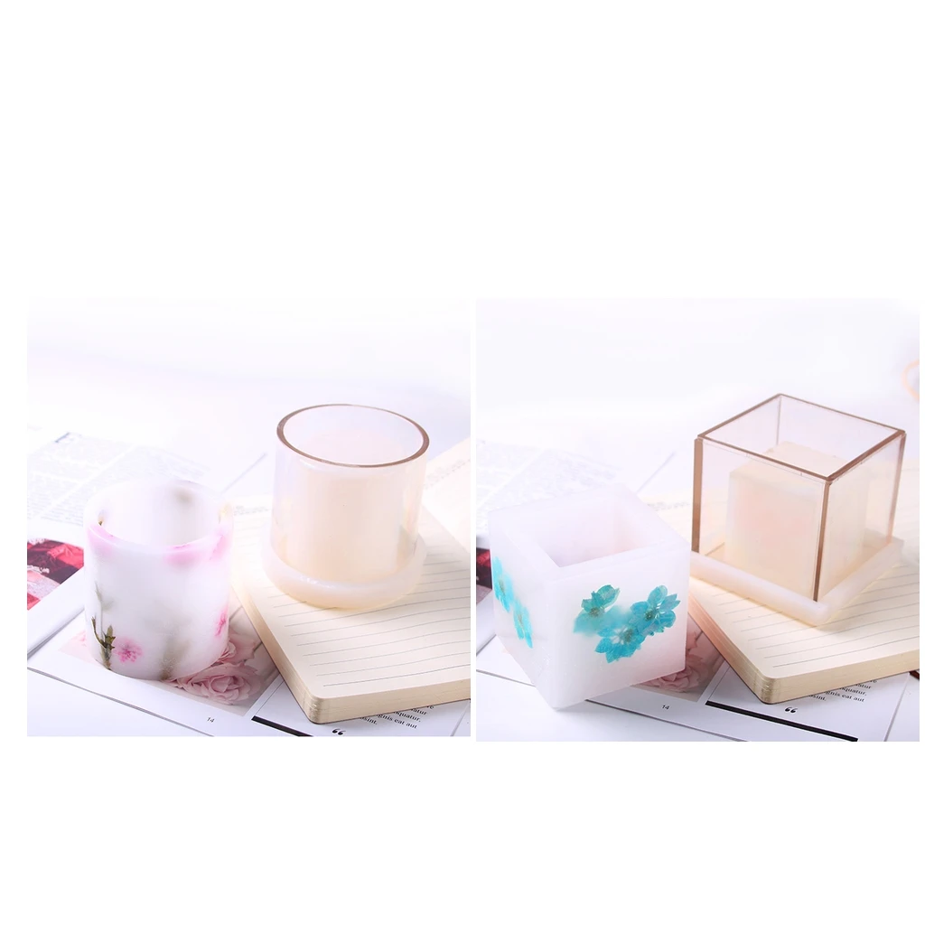 Unique Designs Hollow Cube Cylinder Shaped Candle Making Beautiful Mold Mould Aromatherapy Candle DIY Tool