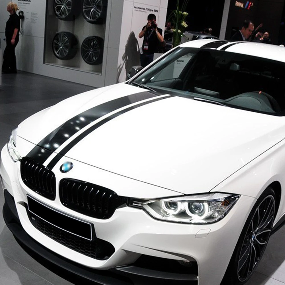 تصفيف السيارة هود سقف الجذع غطاء المحرك سباق سترايبس صائق ملصقا ل bmw f34 f30 f31 F32 F36 e90 e92 e46 m3 m4 اكسسوارات