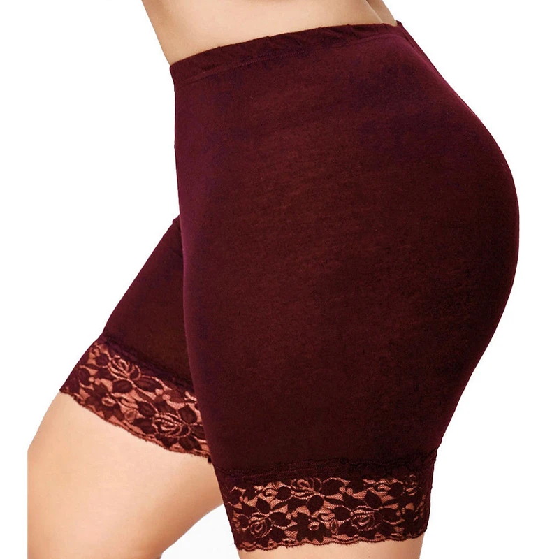 Plus Size Safety Shorts Women Black Lace High Stretch Safety Pants Ladies Casual Seamless Under Shorts XXXXL XXL XXXL Workout safety shorts high waist shorts safety pants women shorts underwear