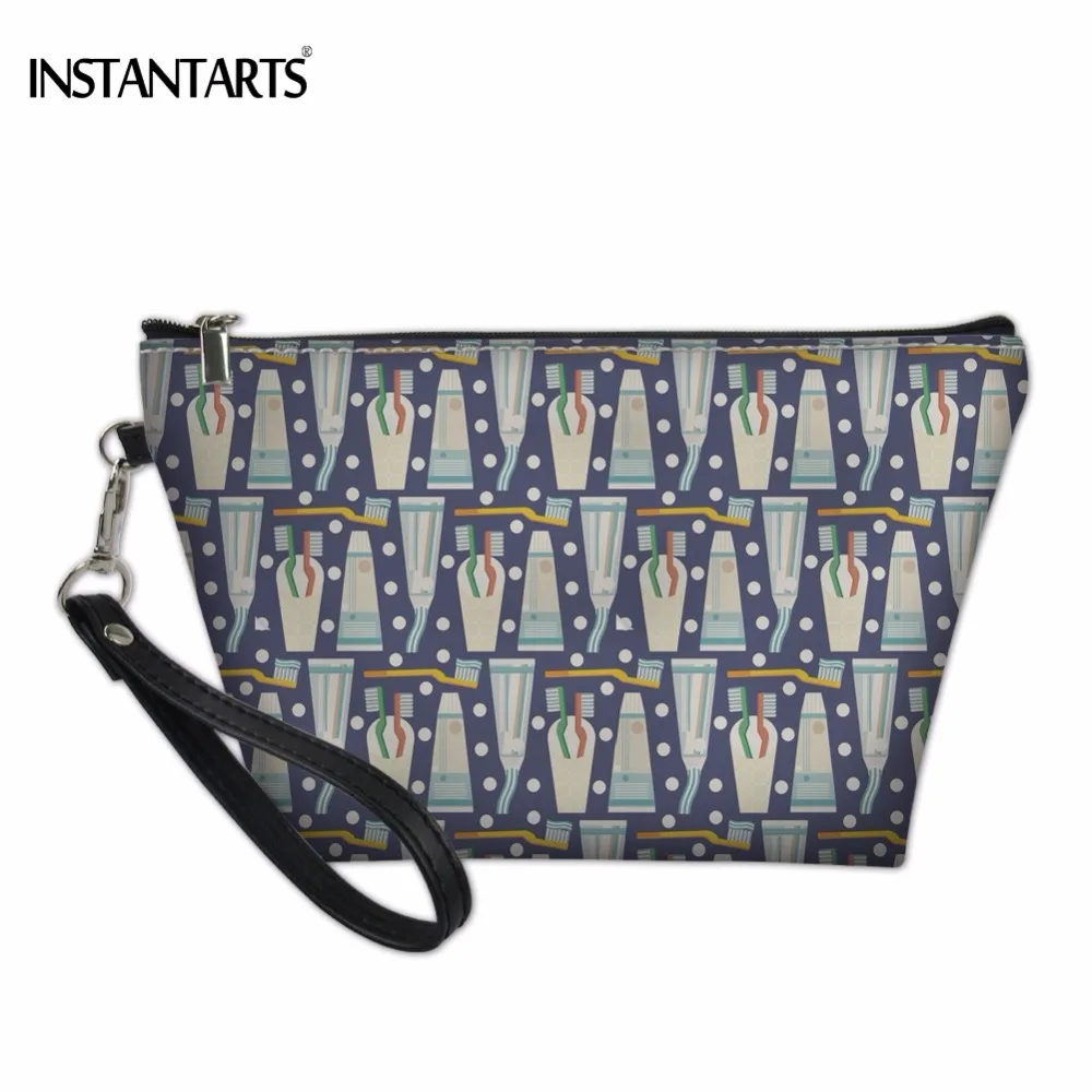 

INSTANTARTS Fashion Brand Woman Cosmetic Cases Brushing Essentials 3D Printing Makeup Bags for Ladies Travel Pouch Make Up Bag