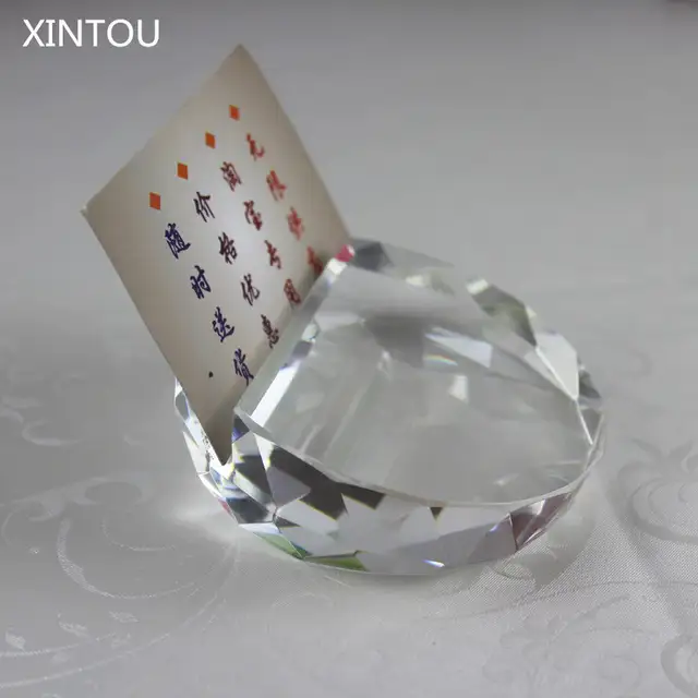 Xintou Crystal Glass Faceted Card Holder Ball Paperweight Feng