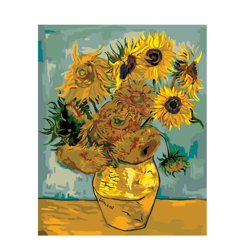 sunflower Van Gogh Flower DIY Digital Painting By Numbers Modern Wall Art Canvas Gift for children Home Decor 40x50cm | Дом и сад