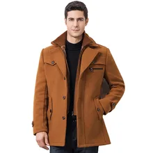 Новое мужское зимнее утепленное шерстяное пальто, однотонный деловой Повседневный Тренч, зимнее шерстяное пальто для мужчин, Chaqueton Hombre 5