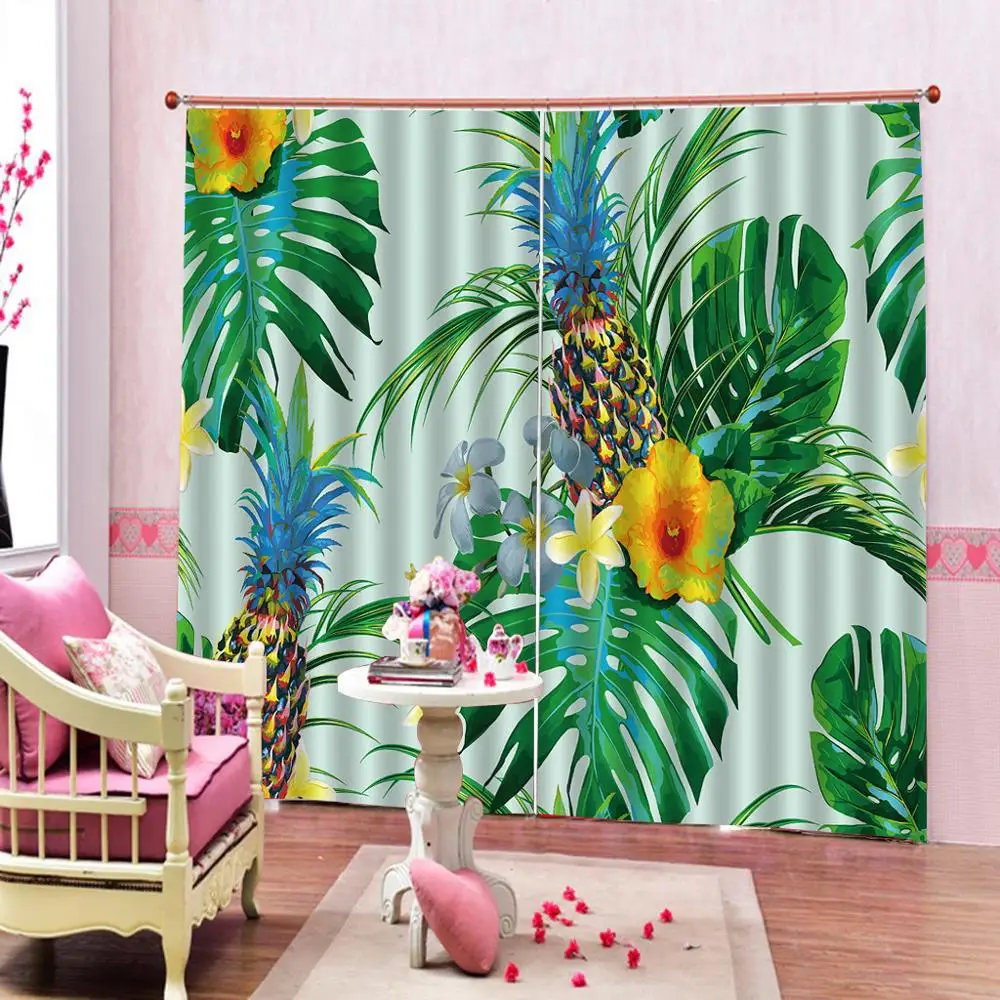 Luxury Blackout 3D Window Curtains painting pineapple for living room bedroom office home curtains