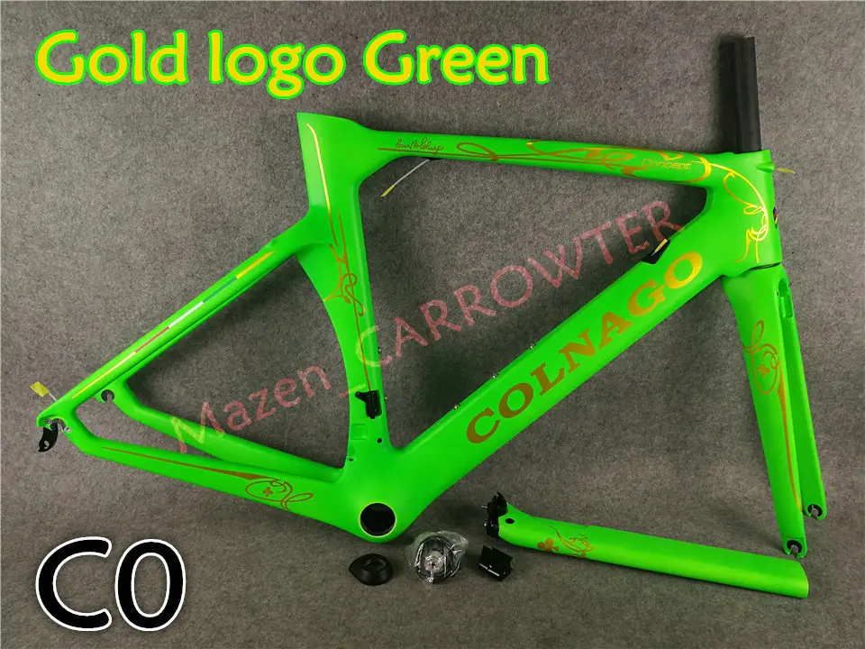Flash Deal Fluorescent Yellow Colnago CONCEPT carbon road frames+Handlebar+Saddle+bottle cages 50mm carbon wheels Novatec A271 hubs 21