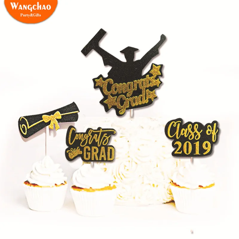 

5pcs/bag Graduation 2019 Theme Diploma Cake Topper Set Cupcake Topper Cake Decoration Happy Graduation Ceremony Party Supplies