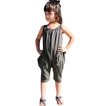 

2018 Summer Toddler Baby Girls Jumpsuit Clothes One Piece Rompers Black Sleeveless Jumpsuit Kids Outfits for 2-6 Years