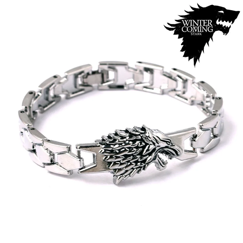 Мужские браслеты с цепочкой и из титана серебряным волком|pulseras hombre|wrist braceletbracelet