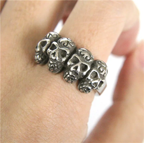 

Band Party Demon Skull Ring 316L Stainless Steel Mens Ring Cool Punk Silver Skeleton Ring