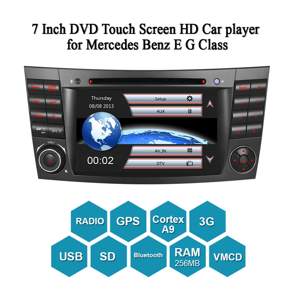 A Sure 2 Din 7''Car Auto Radio DVD GPS Sat навигация для Mercedes Benz E/CLS/G Class W211 W219 Bluetooth RDS DAB +