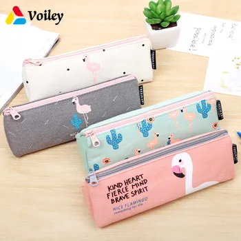 

Baby Shower Cute Flamingo 1PC Canvas Pencil Bag Lovely Stationery Storage Pen Bag Gifts Office School Kids Favorite Pencil Box,Q