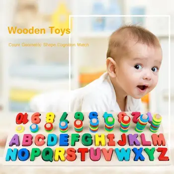 

Preschool Wooden Montessori Toys Wooden Three-in-one Math Letter Board Child Early Educational Puzzle Toys for CHildren