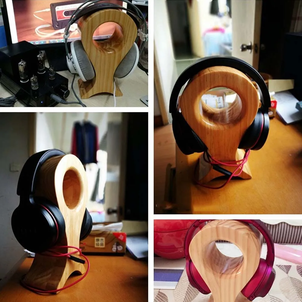 JINSERTA Wood Headphones Stand Holder Hanger Wooden Headset Desk Display Shelf Rack Universal Bracket Earphone Accessories