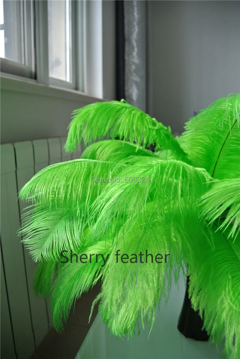 

Free Shipping-100pcs/color 14-16inch Lime green Ostrich Feather Plumes for wedding centerpiece wedding party home decoraction
