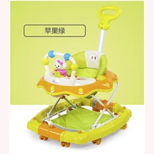 Складные многофункциональные ходунки для малышей с музыкальным персонажем из мультфильма, игровой автомобиль для малышей, детские ходунки для детей 7-18 месяцев