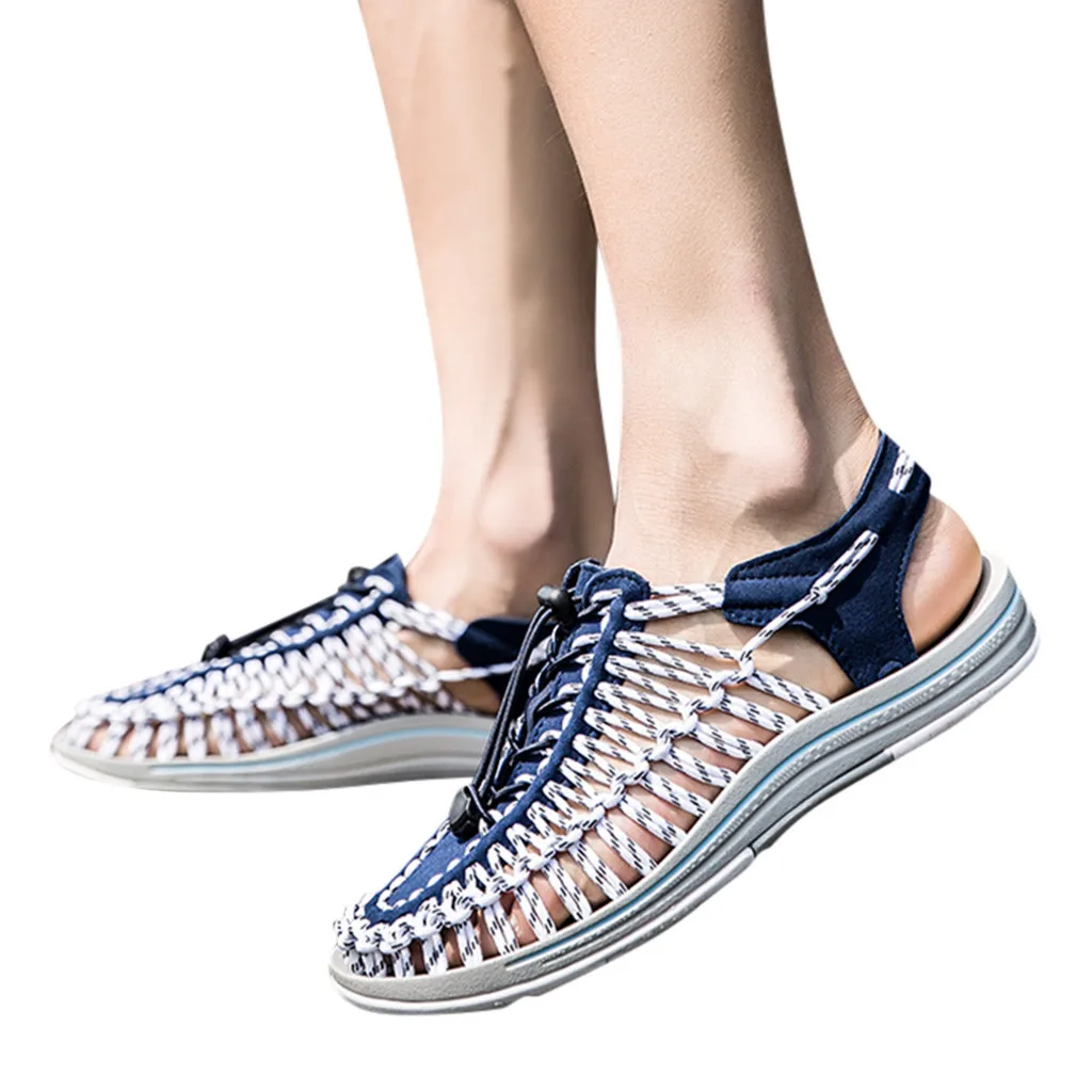 

Men's Mesh openwork breathable shoes Beach Outdoor Woven Flat Sandals Gardening Shoes