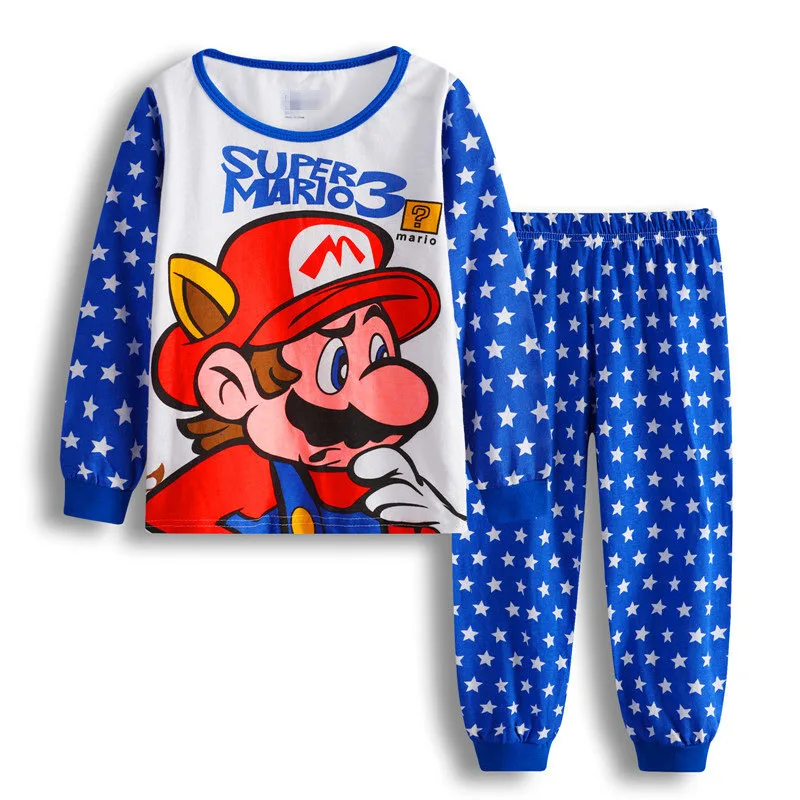 Детский пижамный комплект с супергероем Марио, суперменом и Бэтменом, хлопковая футболка+ штаны, От 2 до 7 лет, осенне-зимняя одежда для сна для девочек, повседневная одежда, SA2003 - Цвет: f
