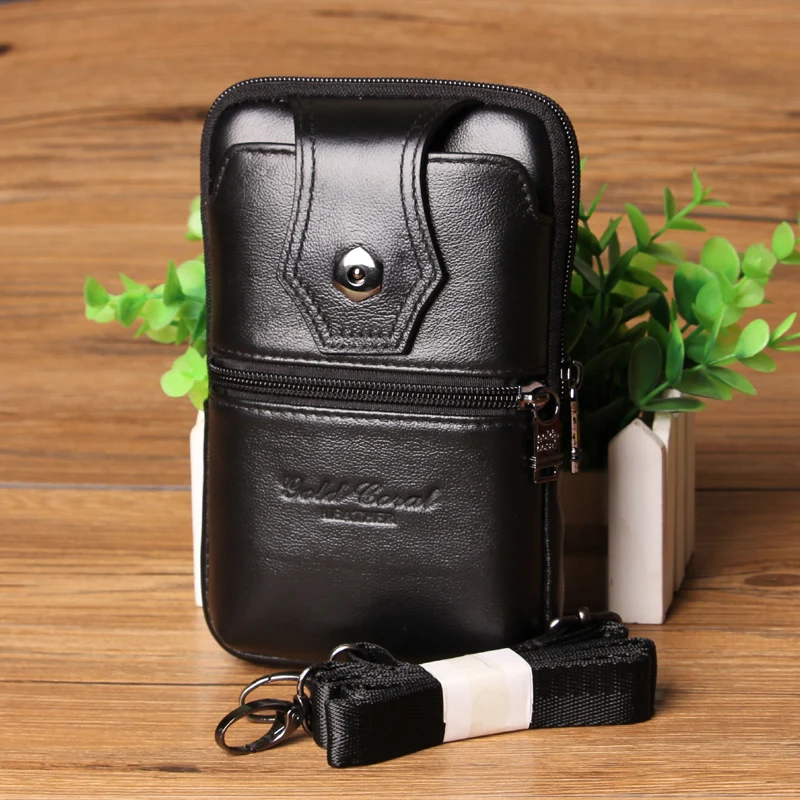 Bolsa de Ombro Bolsa do Telefone Bolsa da Moeda Ouro Coral Couro Genuíno Moda Masculina Cintura Bolsas Viagem Masculino Fanny Pacote Cinto Pacotes