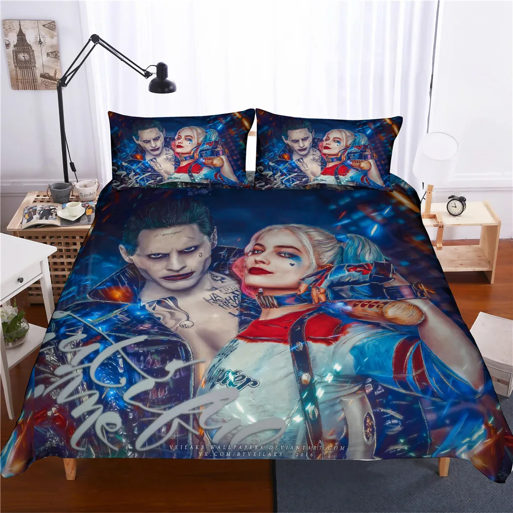 

Marvel Harley Quinn3D bedding set Suicide Squad Duvet Covers Pillowcases DC Comics Task Force X comforter bedding sets