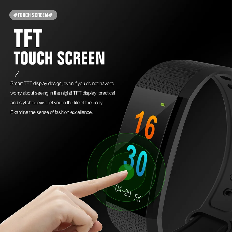 

Betreasure I9 Smart Bracelet Waterproof IP68 Activity Fitness Tracker Wristband GPS Trajectory Heart Rate Pedometer Smart Band