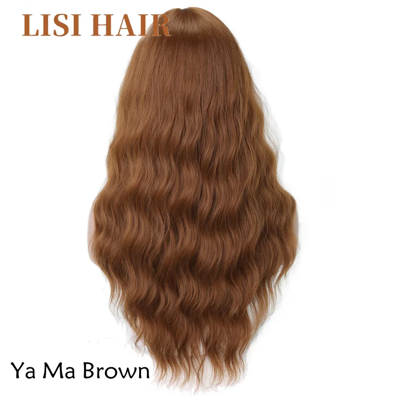 MERISI HAIR Long Wavy Wigs For women Brown Color Synthetic Hair High Temperature Fiber Black Brown Average Size1