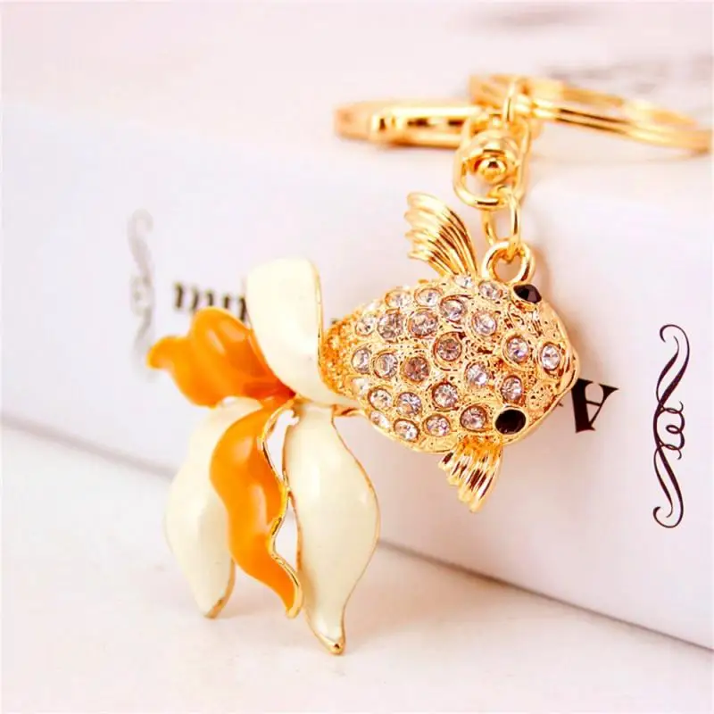 Fashionable Accessory Key Ring Shiny Rhinestone Decoration Fish Shape Pendant Keychain Glitter Phone Car Wallet Bag Keychain