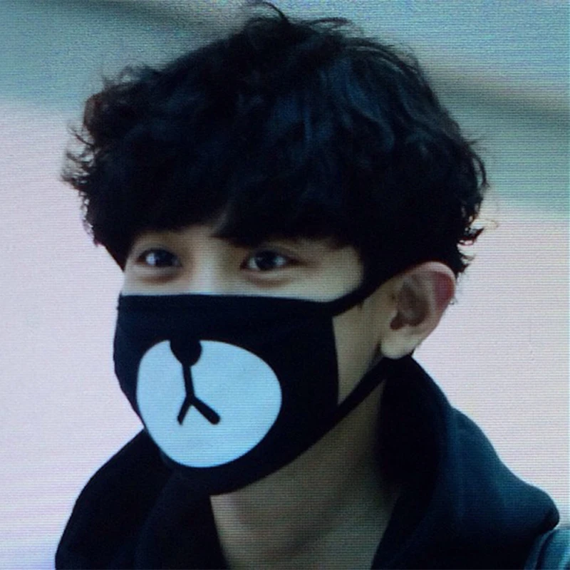 

Unisex Black Bear Cycling Anti-Dust Tool Cotton Cute Bear Mouth Face Mask Korean Style Kpop EXO