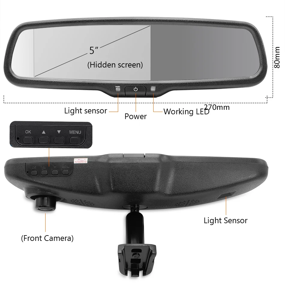 GreenYi HD 5 дюймов ips lcd экран 1080P авто затемнение антибликовый Автомобильный видеорегистратор Кронштейн зеркало монитор камера цифровой видеорегистратор