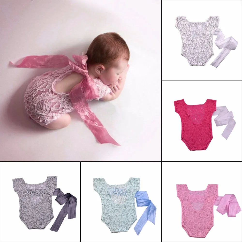 

Puseky Newborn Photography Props Newest Baby Product Studio Photography Accessories Lace Romper Back Tie Girls Outfit Baby Gift
