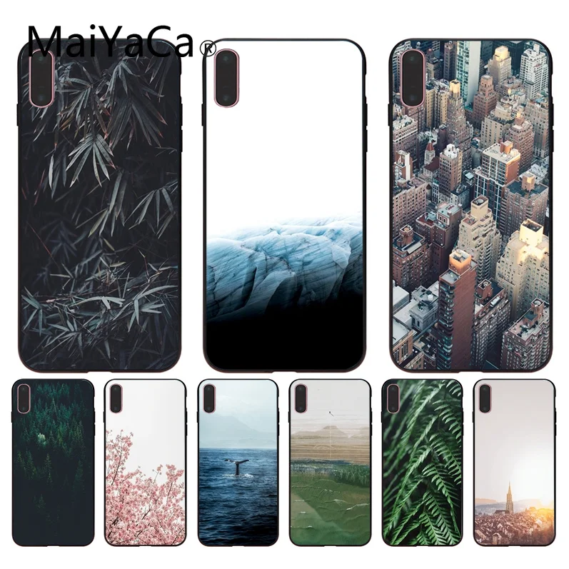 Роскошный чехол для телефона MaiYaCa Leaves Building Flower and Sea Apple iphone 7 7plus X 8 8plus 6s 6 6plus 5 5S 5c |