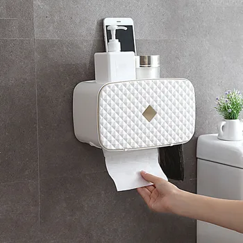 

Wall-mounted Tissue Container Box Paper Holder Hanger Kitchen Bathroom Household Napkin Organizer Roller Paper Storage Shelf