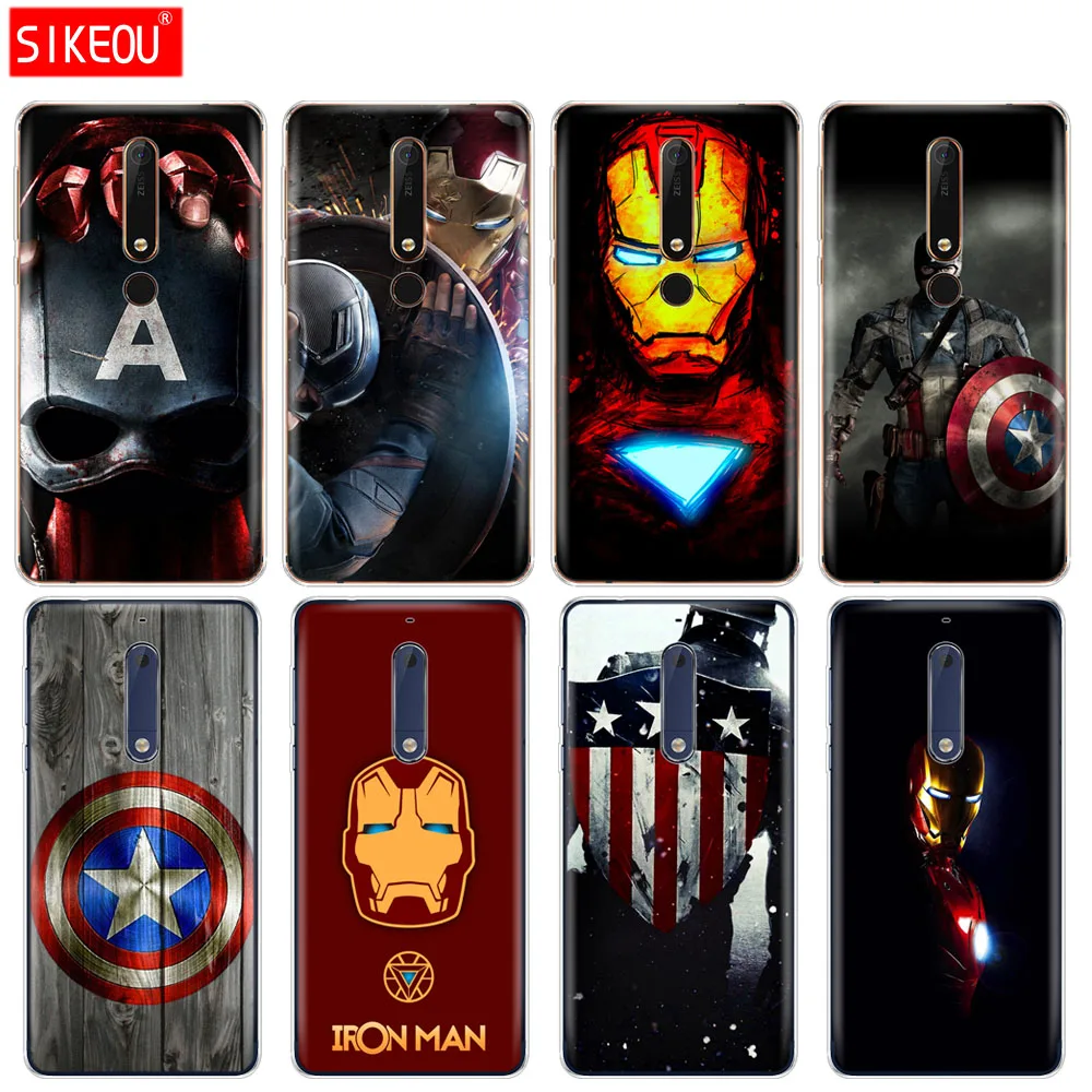 

silicone cover phone case for Nokia 5 3 6 7 PLUS 8 9 /Nokia 6.1 5.1 3.1 2.1 6 2018 The Avengers Iron man captain America