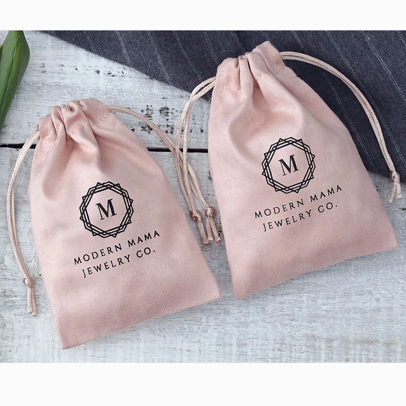 50 white custom drawstring bags personalized logo print jewelry packaging bags pouches chic wedding favor bags white flannel bags