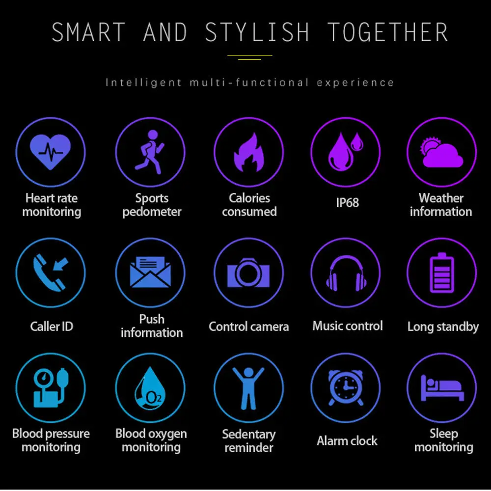 Q8 Bluetooth Smart Watch Heart Rate Oxygen Blood Pressure Sport Fitness Tracker