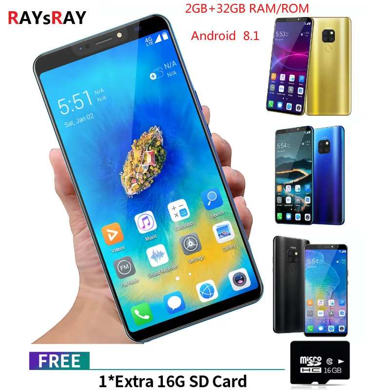 Raysray mate20 pro 3g LTE мобильный телефон 6,1 & wot 2 Гб ОЗУ 32 Гб ПЗУ Восьмиядерный сотовый телефон камера Android 8,1 отпечаток пальца смартфон