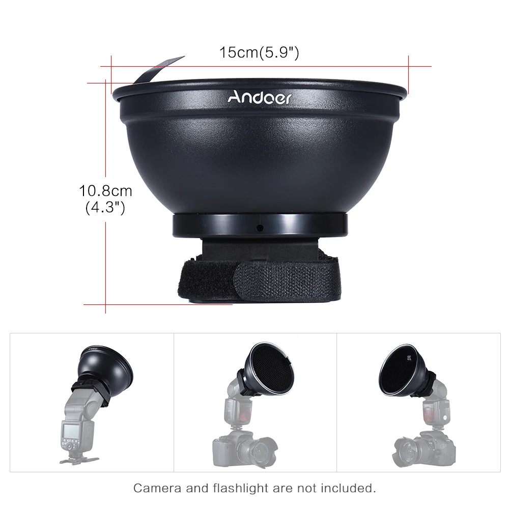 Andoer 5 9 &quot(15 см) серебристый рассеиватель тарелки для красоты с 30 градусами