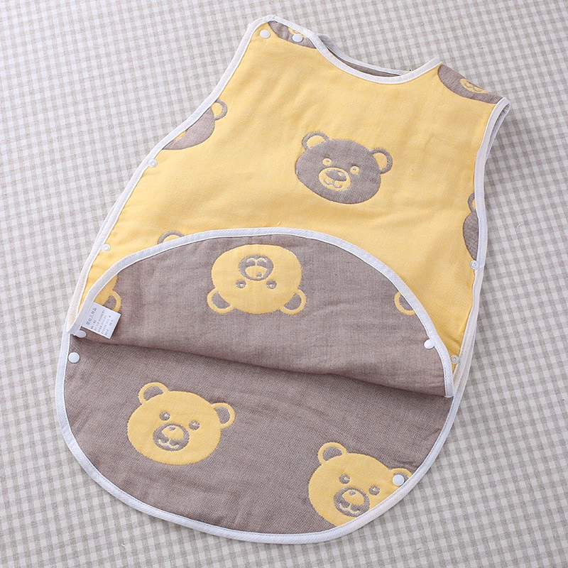 Herbabe/спальный мешок для малышей на весну-лето, хлопок, муслин, Детские спальные мешки для новорожденных, пеленка для младенцев, детская одежда для сна - Цвет: bear-4 layers