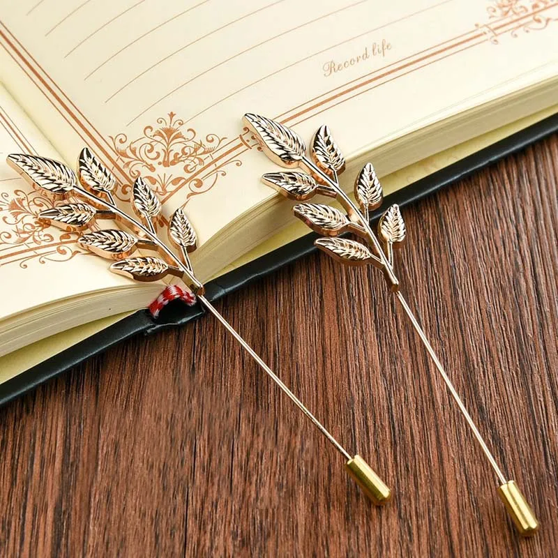 2018 унисекс модные мужские костюмы Броши Листья Воротник нагрудные кнопки