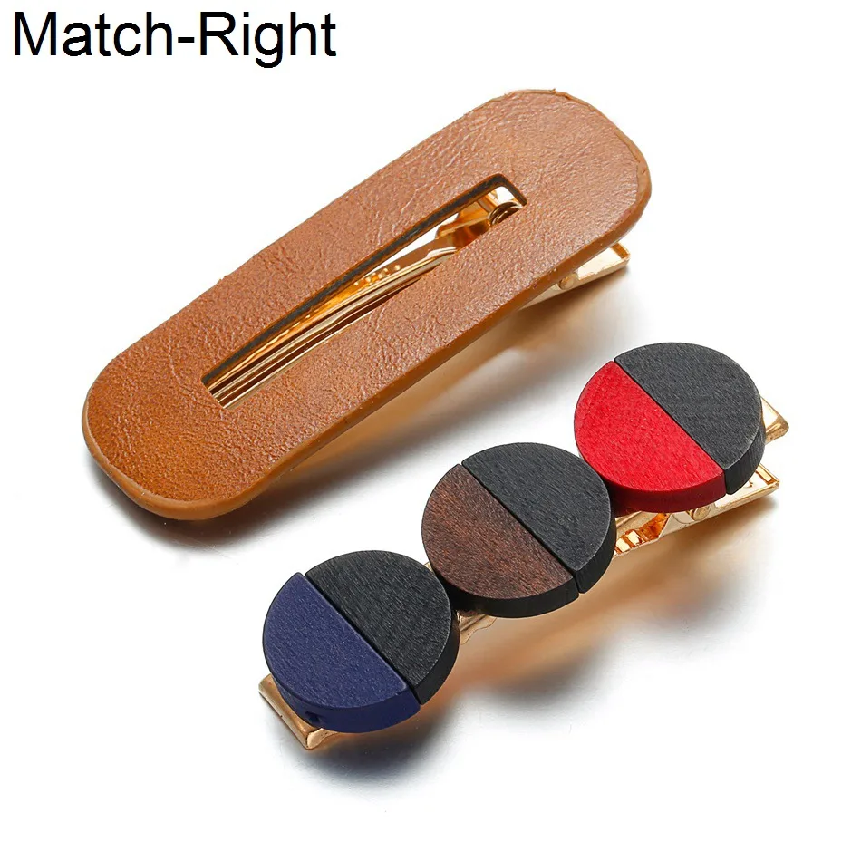 

Match-Right Hair Jewelry Leather Hair Clip/Pin/Stick/Barrette for Women Vintage Wood Hairpin Styling Head Accessories NR276