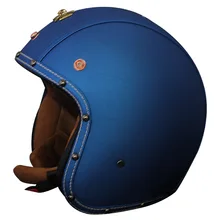 Vcoros cuoio DELL’UNITÀ di elaborazione dell’annata moto rcycle casco 3/4 viso aperto Harley Retro moto Caschi mezzo del fronte scooter jet vespa casco M L XL