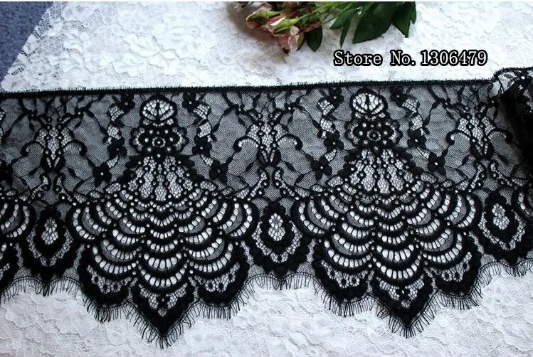 6 м/упак. ширина 24 см белый черный DIY изысканные классические ресницы кружева украшения вышивка кружевная ткань RS673