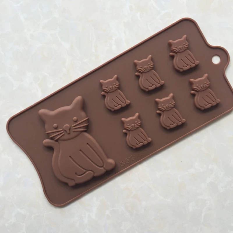 New-Cat-Kitten-7-Cavity-Silicone-Mold-for-Fondant-Gum-Paste-Chocolate-Crafts-MF100