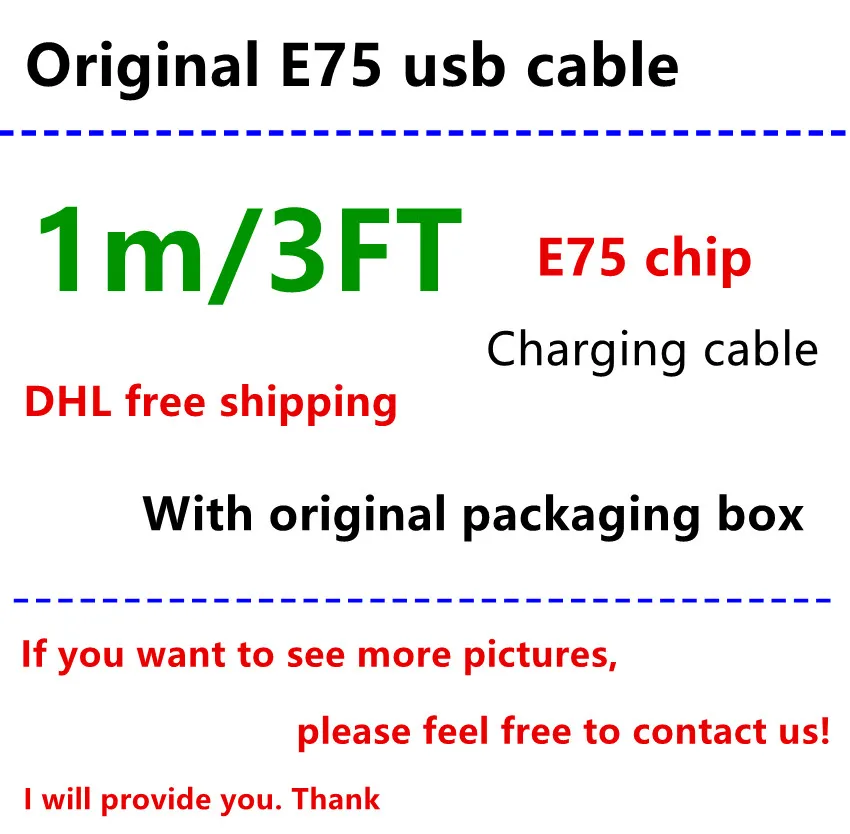 100 шт/партия 1 м/3 фута E75 чип OD: 3,0 мм данных USB кабель зарядного устройства для Foxconn с упаковкой