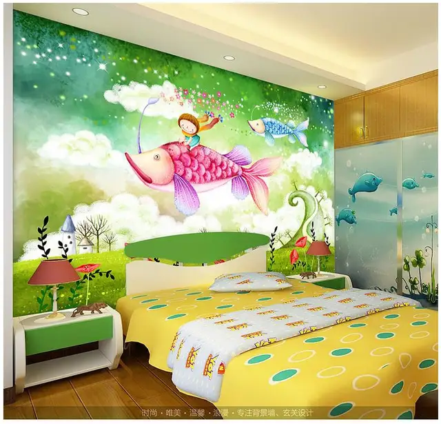 Custom Photo Wallpaper Wall Murals Mermaid Cartoon Custom Photo Wallpaper Wall Murals Mermaid Cartoon Submarine Children Bedroom Tv Setting Room